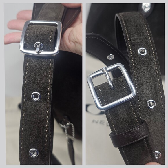 Coach Hadley Convertible Crossbody Shoulder Bag Suede Leather Brown Dust Bag - Picture 12 of 13